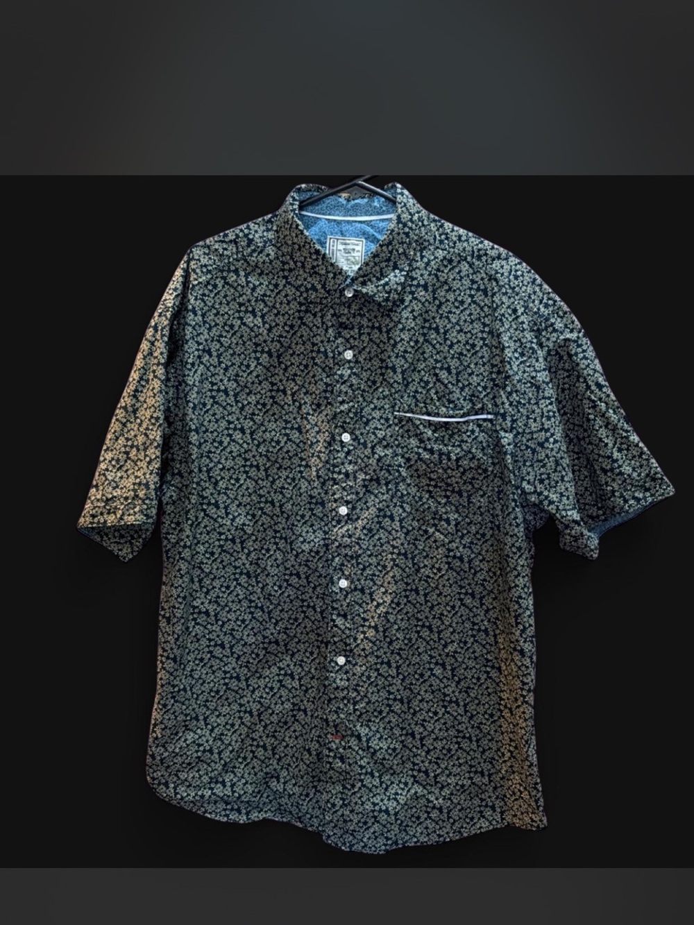 Alexander Julian Black Short-Sleeve Small Floral Button-Down Shirt